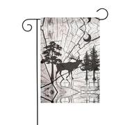 Drapeau de jardin avec silhouette d'élan sauvage Noir