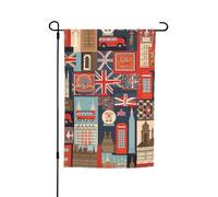 Drapeau de jardin avec symboles de l'Angleterre - 30,5 x 45,7 cm - Printemps - Été - Automne - Hiver - Drapeaux saisonniers double face - Bannière d'extérieur et d'intérieur - Pour décoration de