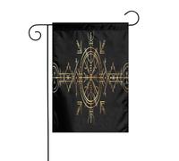 Drapeau de jardin avec symboles magiques païens nordiques vikings, pour patio extérieur, décoration d'ambiance de fête (30,5 x 45,7 cm)
