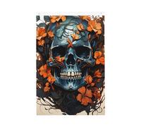 Drapeau de jardin avec tête de mort et feuilles - 6 x 0,9 m - Double face - Ne se décolore pas - Toile de fond pour photo - Bannière pour cour, porche, pelouse, décoration extérieure