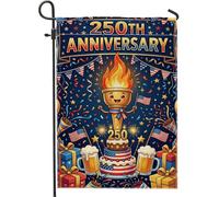 Drapeau de jardin avec torche, bannière d'étoiles festives, anniversaire de mariage, drapeau décoratif double face en toile de jute bleue pour extérieur, terrasse, pelouse, porche, balcon 30,5 x 45,7