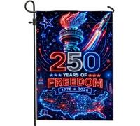 Drapeau de jardin avec torche, étoiles patriotiques, fusée, jour de l'indépendance, rouge, double face, petit drapeau de jardin pour extérieur, terrasse, pelouse, porche, entrée, camping, 30,5 x 45,7