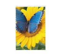 Drapeau de jardin avec tournesol bleu et papillon - 61 x 91 cm - Double face - Ne se décolore pas - Toile de fond pour photo - Bannière pour cour, porche, pelouse, décoration extérieure