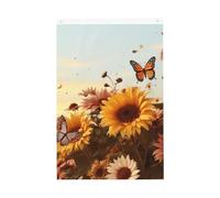 Drapeau de jardin avec tournesols et papillons - 61 x 91 cm - Double face - Ne se décolore pas - Toile de fond pour photo - Bannière pour cour, porche, pelouse, décoration extérieure