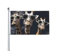 Drapeau de jardin avec trois girafes portant des lunettes de soleil - 90 x 150 cm - Ne se décolore pas - Double face - Pour maison, cour, porche, pelouse
