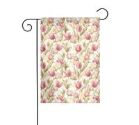 Drapeau de jardin avec tulipes roses avec feuillage jaune 30 x 45 cm vertical double face ferme vacances décorations extérieures drapeau de cour