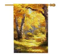 Drapeau de jardin balançoire d'automne, bannière de décoration extérieure d'arbre doré, drapeau de cour double face en toile de jute pour décoration de jardin de célébration d'automne, 71 x 101,6 cm