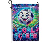 Drapeau de jardin ballon de football, filet de confettis festifs ludiques en toile de jute bleu vif double face pour jardin, cour, extérieur, pelouse, porche, terrasse, entrée, 30,5 x 45,7 cm