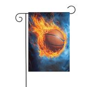 Drapeau de jardin « Basketball In Fire » - Flamme dramatique - Orange et bleu - 30 x 45 cm - Double face - Décoration extérieure - Pour ferme - Décoration extérieure