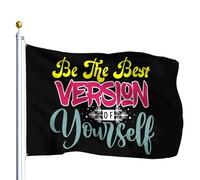 Drapeau De Jardin Be The Best Version Of Yourself Drapeau De Bienvenue Amusante Drapeaus Décoratif Antifouling Pride Flag Pour Pavillon Pelouse Cour 152X90CM
