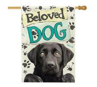 Drapeau de jardin Beloved Dog, décoration imprimée chien labrador noir, décoration extérieure toute l'année, bannière d'amoureux des animaux, accents d'intérieur 71,1 x 101,6 cm