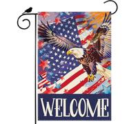 Drapeau De Jardin Bienvenue Aux Étoiles De L'Eagle À Tête Blanche D'Amérique Le 4 Juillet Drapeaux Décoratif Durable 30X45Cm Drapeau Pour Porte Plage