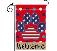 Drapeau De Jardin Bienvenue Aux Pattes De Chien, Pois, Rayures Et Étoiles, Amérique Drapeaux Double Face Éclatantes 30X45Cm Drapeau Pour Vacances Ferme