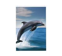 Drapeau de jardin bienvenue avec dauphins sautant - 6 x 0,9 m - Double face - Ne se décolore pas - Toile de fond pour photo - Bannière pour cour, porche, pelouse, décoration extérieure