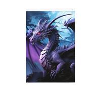 Drapeau de jardin bienvenue avec dragon violet et lune - 61 x 01 cm - Ne se décolore pas - Double face - Bannière d'extérieur pour cour, porche, pelouse