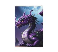 Drapeau de jardin bienvenue avec dragon violet et lune - 61 x 01 cm - Ne se décolore pas - Double face - Bannière d'extérieur pour cour, porche, pelouse