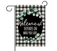 Drapeau De Jardin Bienvenue ça dépend de qui vous êtes. Drapeau Patio | 30x45cm pelouse drapeaux Supérieure Bannière pour Balcon fête Festival Décoration