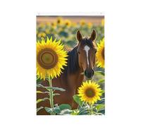 Drapeau de jardin bienvenue cheval et tournesol 0,6 x 0,9 m - Ne se décolore pas - Double face - Bannière d'extérieur pour cour, porche, pelouse