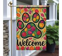 Drapeau De Jardin Bienvenue Chez Patte De Patte Drapeaux Durable Décoratif 30X45Cm Drapeau Pour Plage Extérieure
