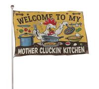 Drapeau de Jardin Bienvenue dans la cuisine de ma mère Bannière Porche 3x5 | Amusant Drapeau décoratif de Jardin Durable Bannière de Cour pour Extérieure D'Intérieur