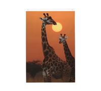 Drapeau de jardin bienvenue girafe au coucher du soleil - 6 x 0,9 m - Double face - Ne se décolore pas - Toile de fond pour photo - Bannière pour cour, porche, pelouse, décoration extérieure