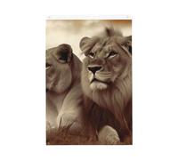 Drapeau de jardin bienvenue lion africain et lionne 61 x 91 cm - Ne se décolore pas - Double face - Bannière d'extérieur pour cour, porche, pelouse