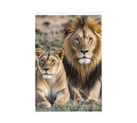 Drapeau de jardin bienvenue lion africain et lionne 61 x 91 cm - Ne se décolore pas - Double face - Bannière d'extérieur pour cour, porche, pelouse