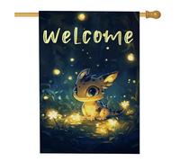 Drapeau de jardin bienvenue mignon bébé dragon, créature fantaisie bleue, décoration extérieure, bannière de pelouse double face pour célébration du printemps et de l'été, adorable décoration de cour