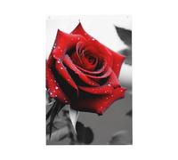 Drapeau de jardin bienvenue noir et blanc rose rouge 61 x 91 cm double face qui ne se décolore pas pour maison, cour, porche, pelouse, décoration extérieure