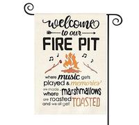 Drapeau De Jardin Bienvenue Sur Notre Site De Camping Pour Camping-Cars Avec Foyer Et Feu De Camp Garden Flag Premium Drapeau De Bienvenue Amusante Drapeaus Décoratif Pour Patio Pelouse 30X45Cm