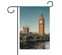 Drapeau de jardin Big Ben et maisons du Parlement au bord de la rivière - 47,5 x 32,6 cm - Double face - Pour l'été et l'extérieur - Pour décoration de cour saisonnière