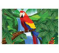 Drapeau De Jardin Birds Parrot Macaw Plant Flowers In The Summer Spring Tropical Drapeau De Bienvenue Premium Pride Flag Amusante Drapeaus Décoratif Pour Pelouse Cour Pavillon 152X90CM