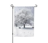 Drapeau de jardin blanc arbre de neige 30,5 x 45,7 cm double face printemps été décoratif bannière drapeau de cour petit drapeau saisonnier vacances décoration extérieure