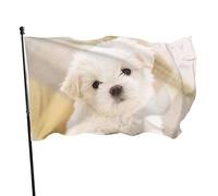 Drapeau de jardin Blanc Petit Chien Yard House Décoration extérieure Drapeaux Bannières pour Patio Pelouse 0,9 x 1,5 m
