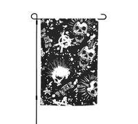 Drapeau de jardin blanc punk imprimé crâne 30,5 x 45,7 cm toutes saisons décoration extérieure pour cour, patio, porche et pelouse drapeau