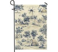 Drapeau de jardin bleu campagne vainqueur, bannière de décoration de paysage vintage, drapeau extérieur double face pour décoration de la maison, de la pelouse, 30,5 x 45,7 cm