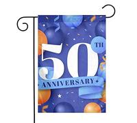 Drapeau de jardin bleu pour 50e anniversaire de mariage, 30 x 45 cm, double face, décoration pour jardin ou maison