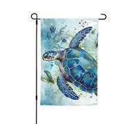 Drapeau de jardin bleu tortue de mer pour extérieur 30,5 x 45,7 cm, drapeau de jardin saisonnier double face avec œillets pour décoration de maison, toile de fond pour photo
