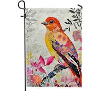 Drapeau de jardin bohème oiseaux moderne art floral animal groovy cottagecore pour hommes en lin coloré vacances grand double face fête cour maison pelouse maison mur jardin décoration drapeau de