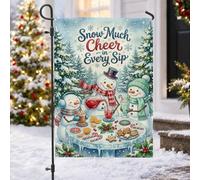 Drapeau de jardin bonhomme de neige avec citation bonhomme de neige 30,5 x | Scène d'hiver, drapeau de cour, cacao chaud, biscuit de vacances, arbres à feuilles persistantes, atmosphère festive