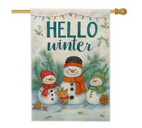 Drapeau de jardin bonhomme de neige d'hiver, bannière colorée de décoration de vacances, double face en toile de jute pour décoration de pelouse, joli affichage saisonnier de fête, 71 x 101,6 cm
