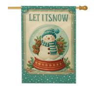 Drapeau de jardin bonhomme de neige d'hiver, boule à neige bleu sarcelle, drapeau double face en toile de jute pour décoration de pelouse de vacances, 71 x 101,6 cm