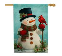 Drapeau de jardin bonhomme de neige d'hiver, décoration de vacances bleu clair avec cardinal, bannière d'extérieur double face en toile de jute pour décoration de pelouse de Noël, 71 x 101 cm