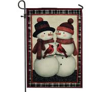 Drapeau de jardin bonhomme de neige, écharpe cardinale festive de Noël en toile de jute rouge double face, drapeaux décoratifs pour extérieur, terrasse, pelouse, porche, entrée, camping, 30,5 x 45,7