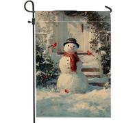 Drapeau de jardin bonhomme de neige, écharpe cardinale festive d'hiver en toile de jute blanche double face, drapeaux décoratifs pour extérieur, terrasse, pelouse, porche, balcon, 30,5 x 45,7 cm