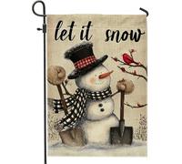 Drapeau de jardin bonhomme de neige, pelle cardinale festive d'hiver rouge double face en toile de jute pour extérieur, terrasse, pelouse, porche, balcon 30,5 x 45,7 cm