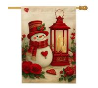 Drapeau de jardin bonhomme de neige pour vacances d'hiver, bannière de jardin, bannière de jardin double face en toile de jute, décoration de pelouse extérieure, 71 x 101,6 cm
