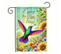 Drapeau De Jardin Bonjour Profitez De La Petite Chose Colibri Fleur Colibri Drapeaus Décoratif Couleurs Vives Pride Flag Amusante Drapeau De Bienvenue Pour Patio Home Pavillon 30X45Cm