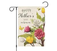 Drapeau De Jardin Bonne Fête Des Mères Au Paradis Fleur Commémorative Maman Maman Grand-Mère Cimetière Pour Tombe Drapeaus Décoratif Garden Flag Antifouling Pride Flag Pour Patio Home 30X45Cm