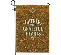 Drapeau de jardin botanique avec citation « Gather with Grateful Hearts